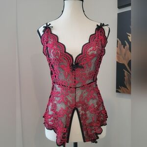 3/$30 Elegant Red and Black Lace Teddy